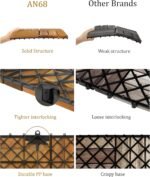 Pack of 10 Deck Tiles - 12"x12" Interlocking Natural Solid Acacia Wood for Outdoor & Indoor - Image 2