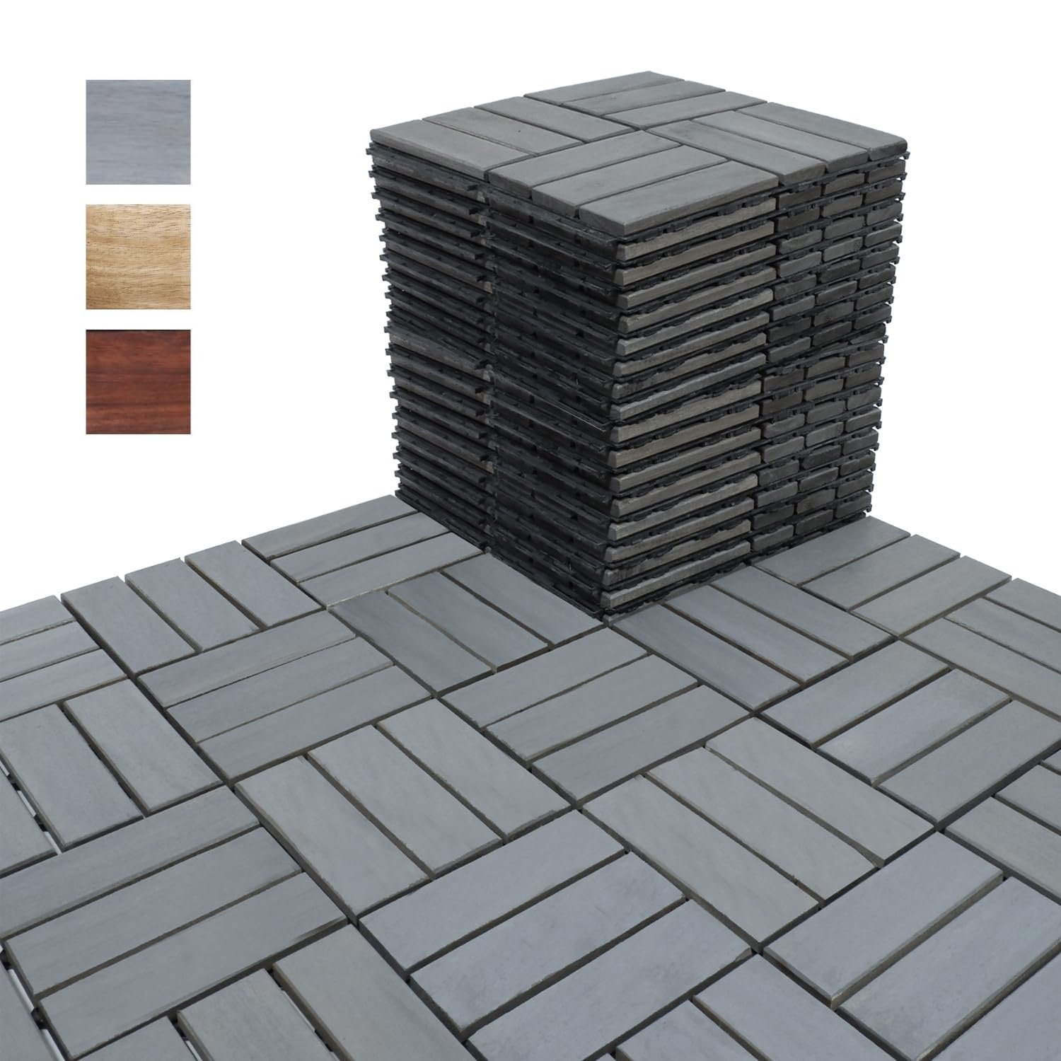 BEEFURNI Acacia Interlocking Deck Tiles (12x12 Pack 30) BEEFURNI Acacia Interlocking Deck Tiles (12x12 Pack 30) - Image 1